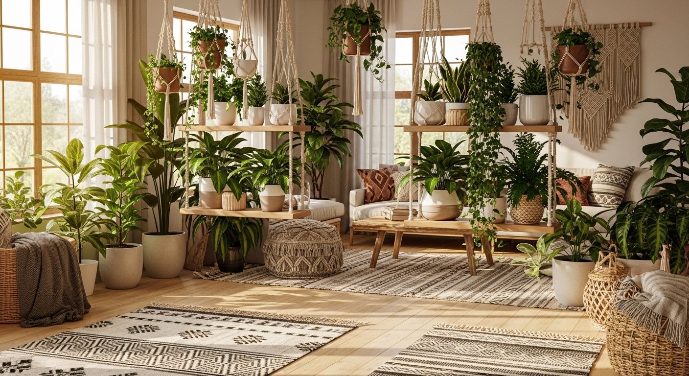 20 Easy Boho Living Room Plants Decor for Any Home