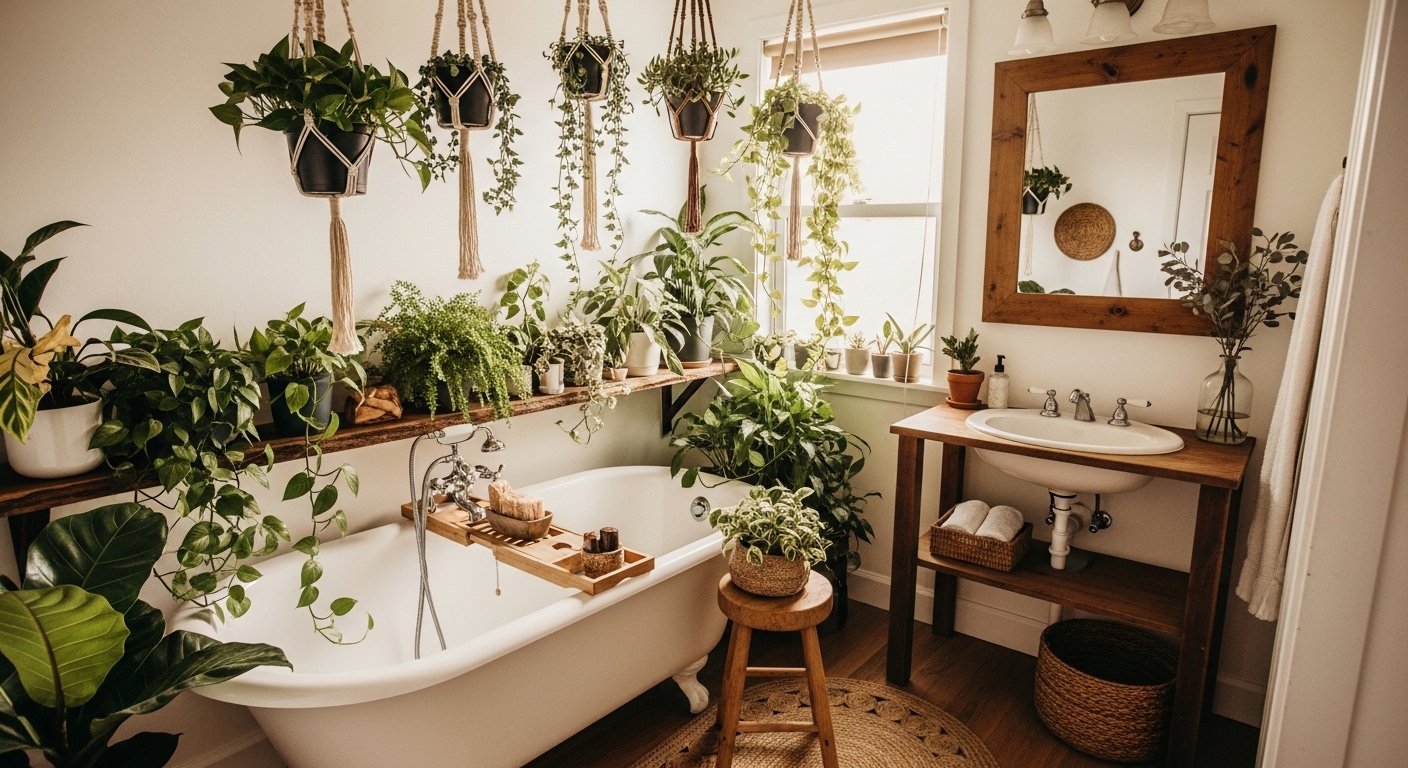 10 Cool Boho Bathroom Plants Decor for Every Style